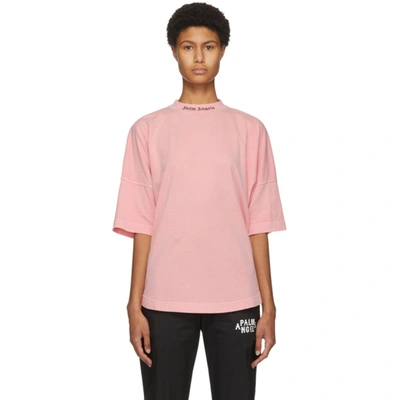Shop Palm Angels Pink Classic Logo T-shirt In Pink/blk