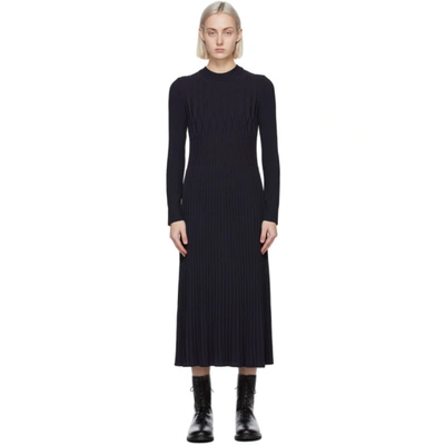 Shop Max Mara Navy Nausica Mid-length Dress In 003 Blumeri