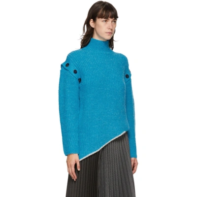 Shop Andersson Bell Blue Rib Detachable Sleeve Turtleneck In Melange Blu