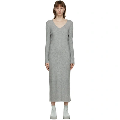 Shop Issey Miyake Grey Wool Rib Knit Dress In 11 Lgtgrey