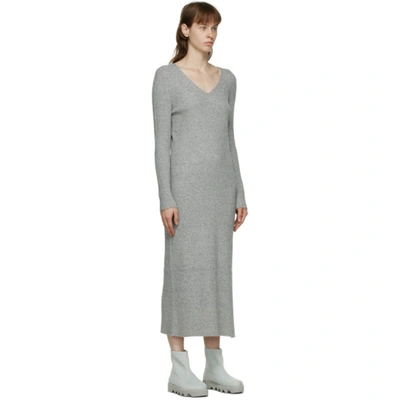 Shop Issey Miyake Grey Wool Rib Knit Dress In 11 Lgtgrey