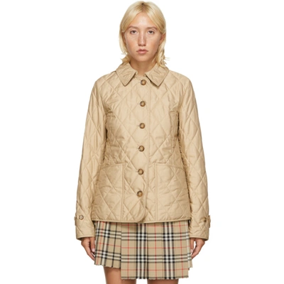 Shop Burberry Beige Quilted Fernleigh Jacket In A4170 Beige