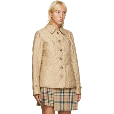 Shop Burberry Beige Quilted Fernleigh Jacket In A4170 Beige