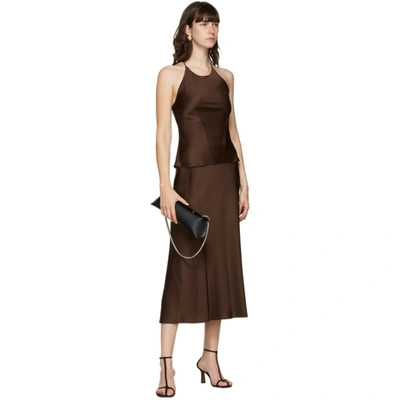 Shop Rosetta Getty Brown Satin Bias Skirt In Chocolate