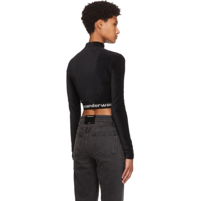 Shop Alexander Wang T Black Corduroy Crop Logo T-shirt In 001 Black