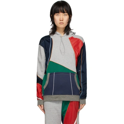 Shop Ahluwalia Grey & Multicolor Patchwork Hoodie In Grey/ Multi