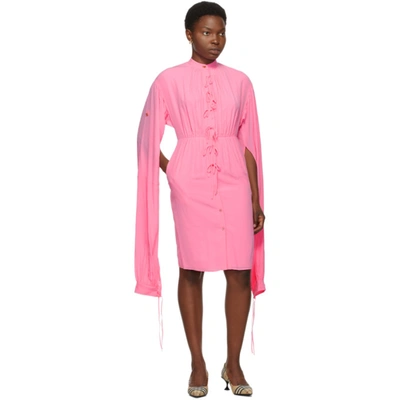 Shop Burberry Pink Silk Joyce Dress In A8407 Pink