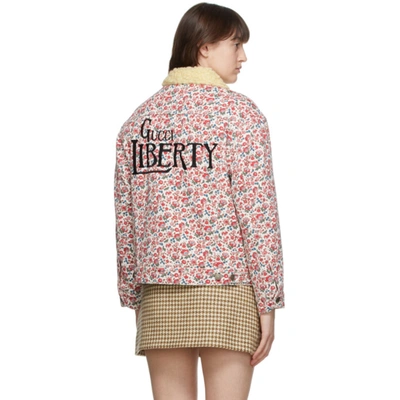 Shop Gucci White Liberty London Edition Denim Floral Jacket In 5504 Azalea