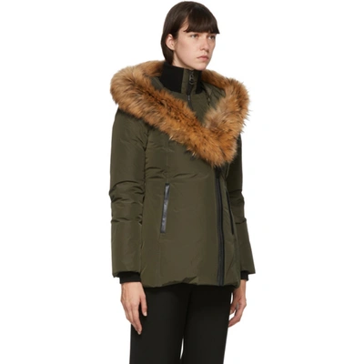 Shop Mackage Khaki Down & Fur Adali Parka In Army