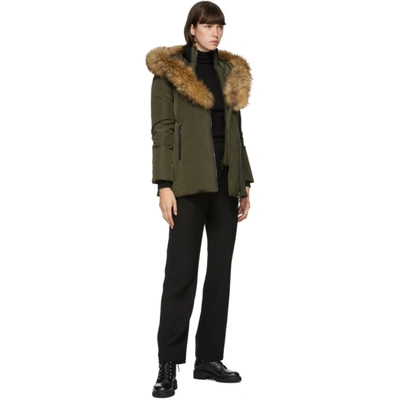 Shop Mackage Khaki Down & Fur Adali Parka In Army