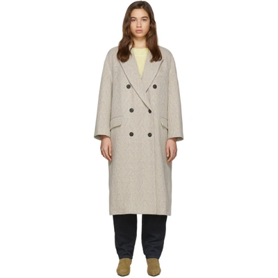 Shop Isabel Marant Étoile Off-white Wool Ojima Coat In 23ec Ecru