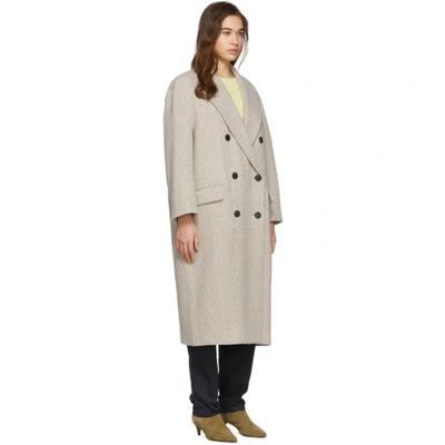 Shop Isabel Marant Étoile Off-white Wool Ojima Coat In 23ec Ecru
