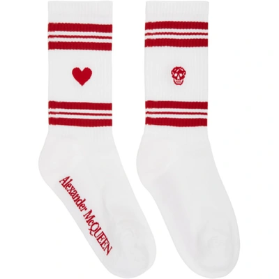 Shop Alexander Mcqueen White & Red Stripe Socks In 9074 Wht/rd