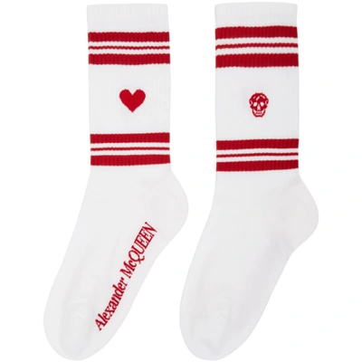 Shop Alexander Mcqueen White & Red Stripe Socks In 9074 Wht/rd