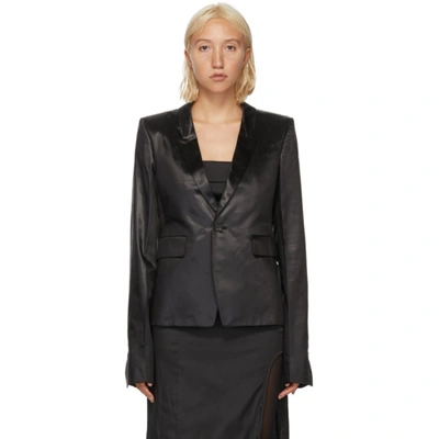 Shop Rick Owens Black Satin Soft Blazer In 09 Black