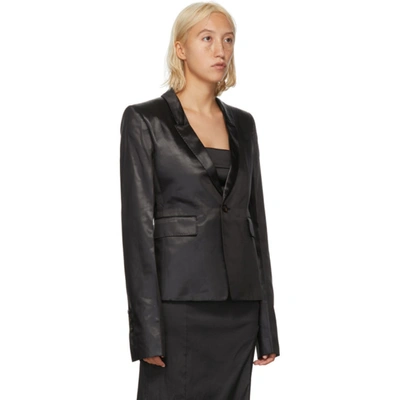 Shop Rick Owens Black Satin Soft Blazer In 09 Black