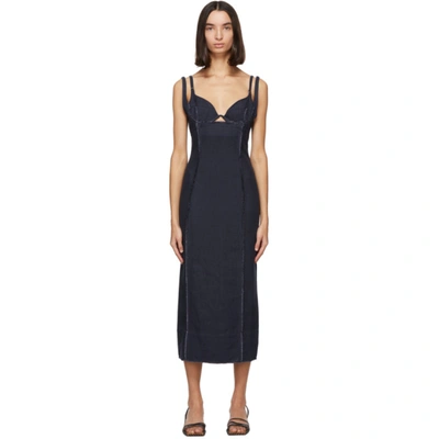 Shop Jacquemus Navy 'la Robe Valerie' Dress In Dark Blue