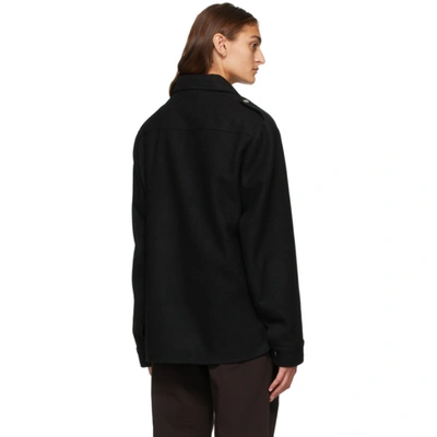 Shop Dries Van Noten Black Wool Shirt Jacket In 900 Black