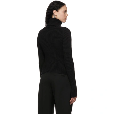 Shop Bottega Veneta Black Rib Knit Distorted Turtleneck In 1000 Black