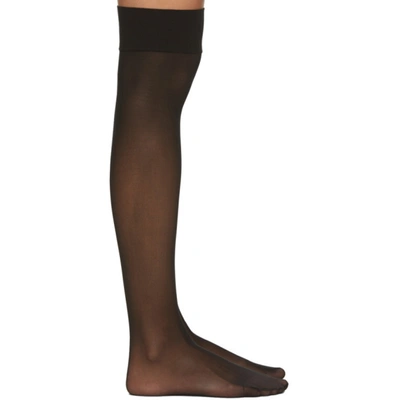 Shop Wolford Black Individual 10 Knee-high Stockings In 7005 Black
