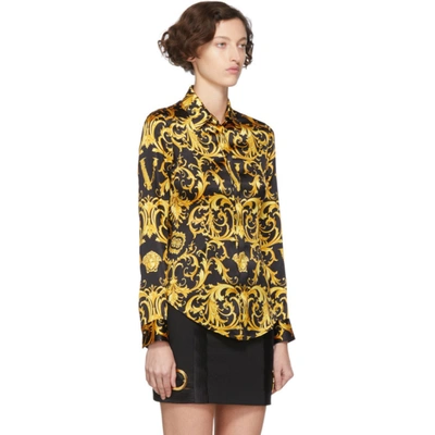 Shop Versace Black 'v' Baroque Shirt In A7900 Black