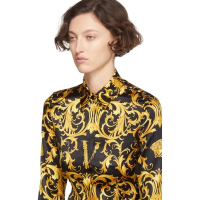 Shop Versace Black 'v' Baroque Shirt In A7900 Black