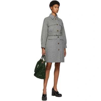 Shop Fendi Grey Double Wool Trench Coat In F1bgt Drum