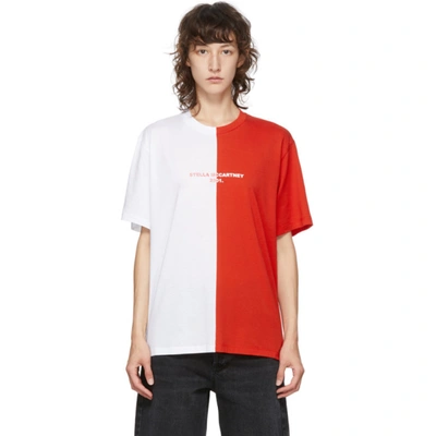 Shop Stella Mccartney Red And White Panelled 2001 T-shirt In 9000 White