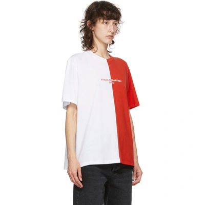 Shop Stella Mccartney Red And White Panelled 2001 T-shirt In 9000 White