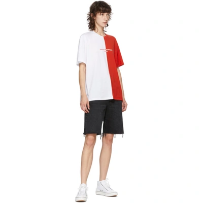 Shop Stella Mccartney Red And White Panelled 2001 T-shirt In 9000 White