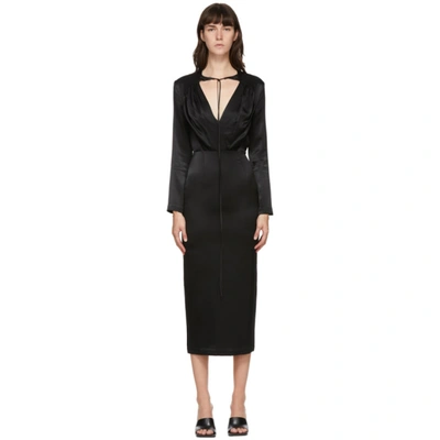 Shop Matériel Tbilisi Black V-neck Mid-length Dress