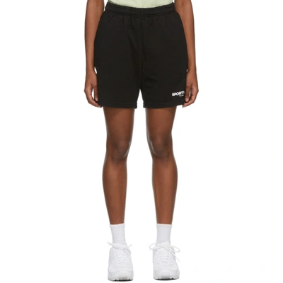 Shop Sporty And Rich Black Science Of Good Health Shorts In Black/white