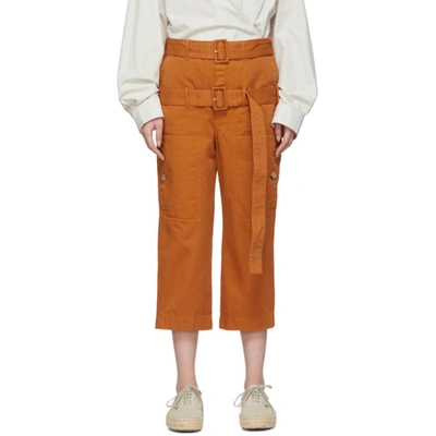 LANVIN 橙色双束带九分长裤