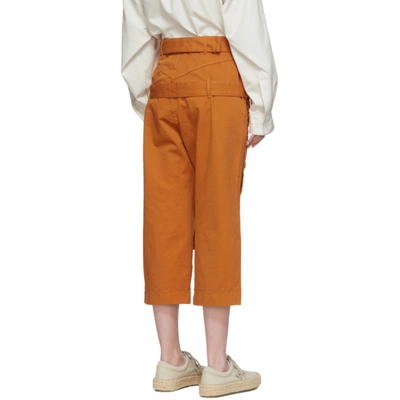 Shop Lanvin Orange Double-belt Cropped Trousers In 671 Terraco