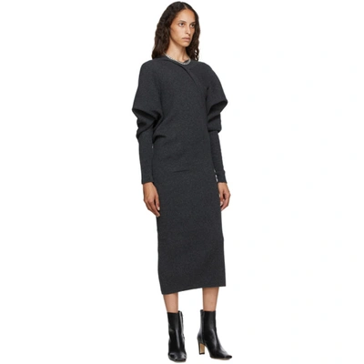 Shop Lvir Grey Asymmetric Long Dress In Charcoal