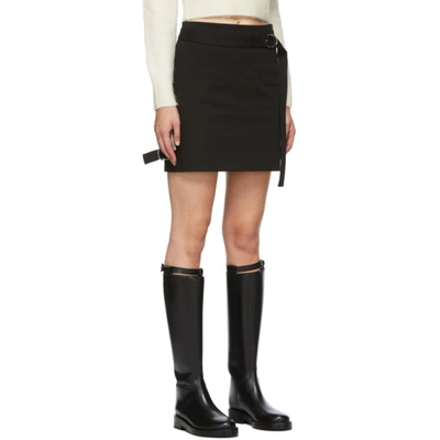 Shop Helmut Lang Black Gabardine Strap Skirt