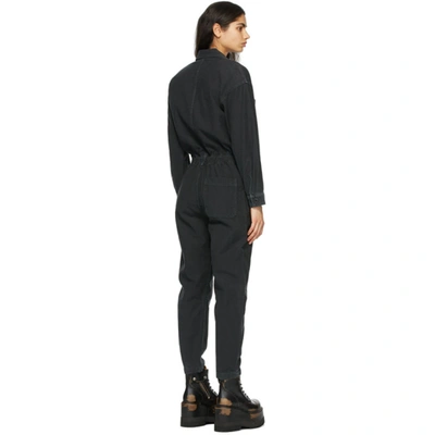 Shop Citizens Of Humanity Black Denim Marta Jumpsuit In Washed Blk