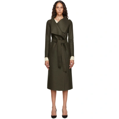 Shop Harris Wharf London Green Virgin Wool Volcano Coat In 609 Mossgrn