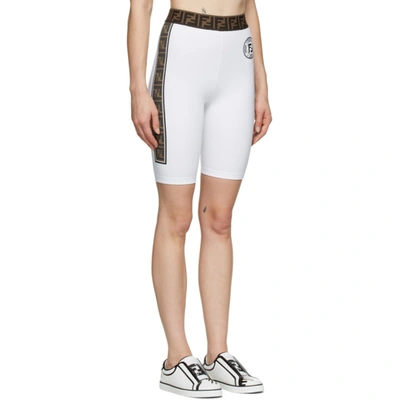 Shop Fendi White Rama Cycling Shorts In F0znm White