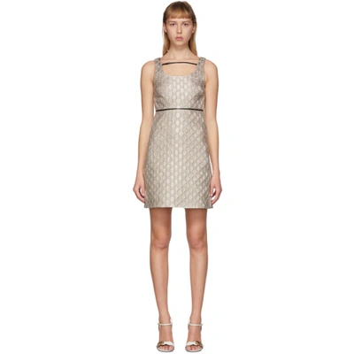 Shop Gucci Silver Heritage Gg Lamé Short Dress In 1164 Silver