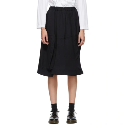 Shop Comme Des Garçons Comme Des Garçons Navy Wool Midi Skirt In 2 Navy