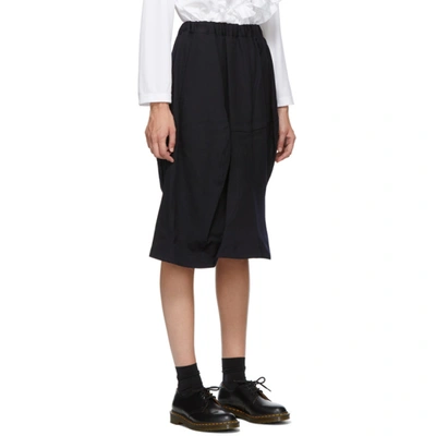 Shop Comme Des Garçons Comme Des Garçons Navy Wool Midi Skirt In 2 Navy