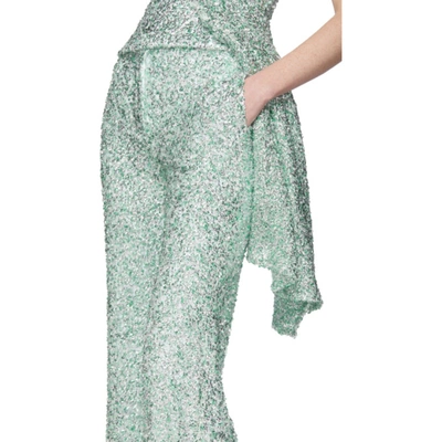 Shop Halpern Green Sequin Stovepipe Trousers In Aqua Silver