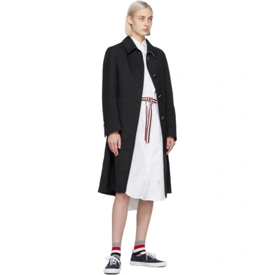 Shop Thom Browne Navy Bal Collar Coat In 415 Navy