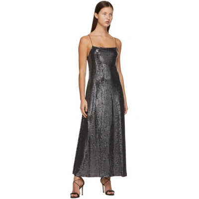 Shop Rosetta Getty Silver Paillette Camisole Dress In Black/silve
