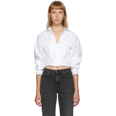 Shop Alexander Wang White Tucked Bustier Shirt In 100 White