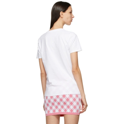 Shop Balmain White & Pink Button Logo T-shirt In Gby Wh/rose