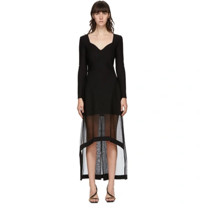 Shop Alexander Mcqueen Black Rib Knit V-neck Dress In 1000 Black