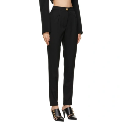 Shop Balmain Black Virgin Wool Leggings In 0pa Noir