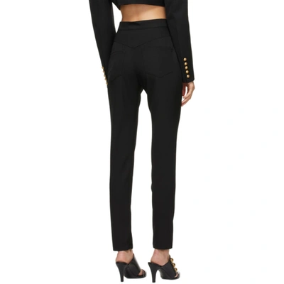 Shop Balmain Black Virgin Wool Leggings In 0pa Noir